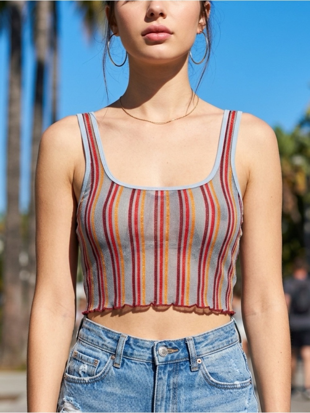 Urban Outfitters Out From Under Small Multicolor Stripe Cropped Tank